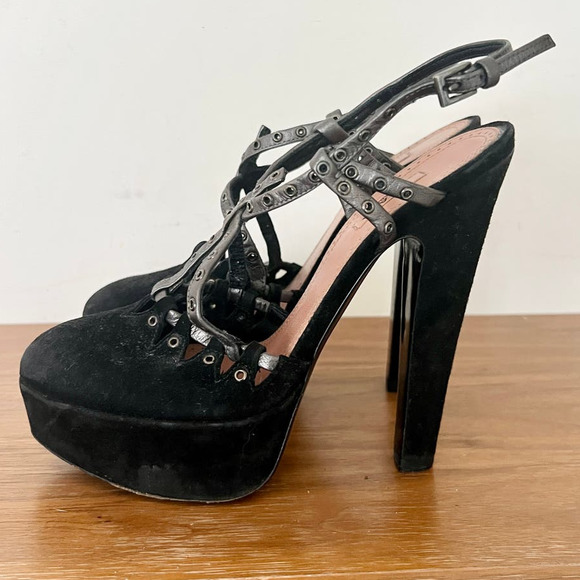 ALAÏA Suede Studded Platform Stiletto High Heels Shoes Black Women's Size 36.5 - Picture 4 of 7